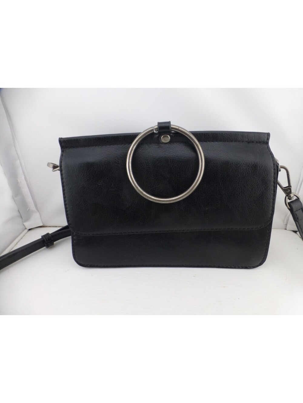 Joy Susan Aria Ring Bag Black Shoulder Purse Cross Body - C7